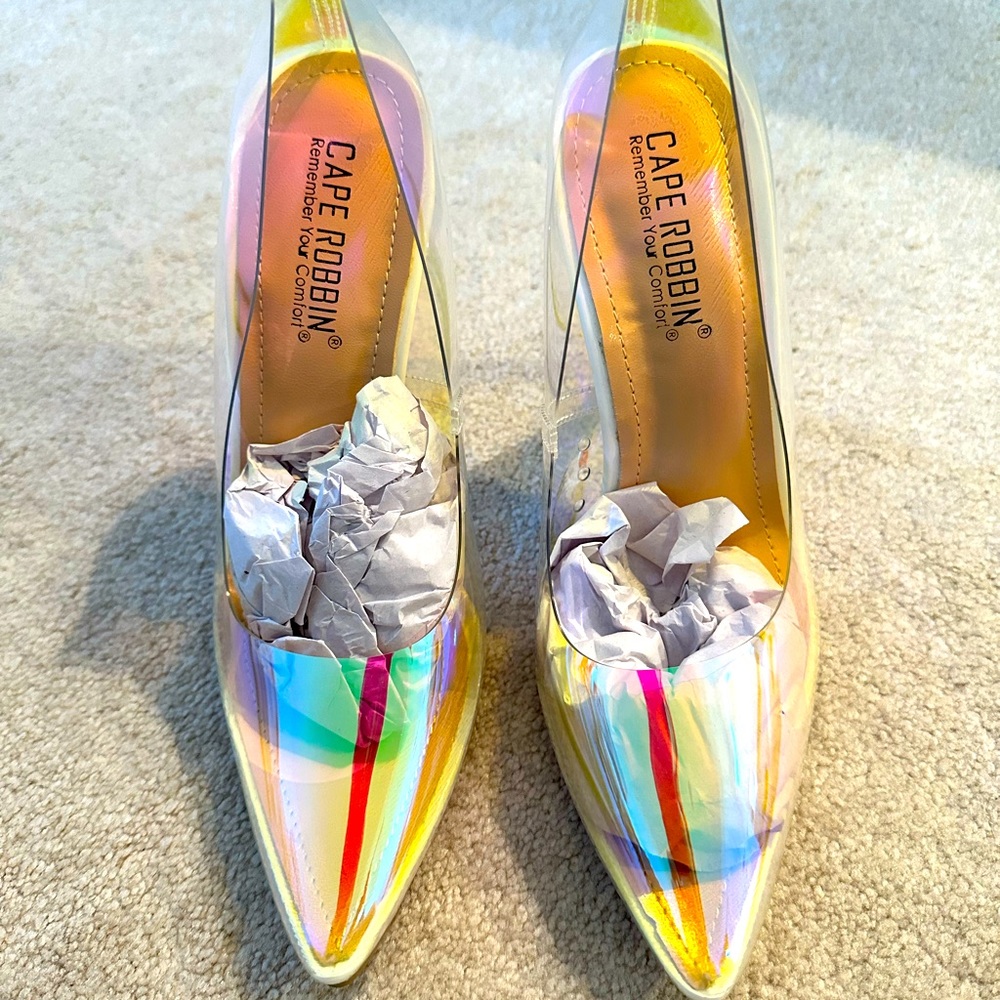 Iridescent Clear Pumps